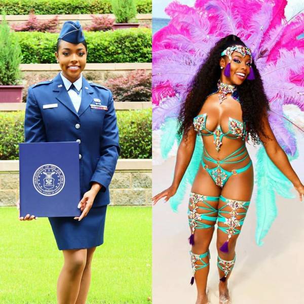 Girls With And Without Their Uniforms