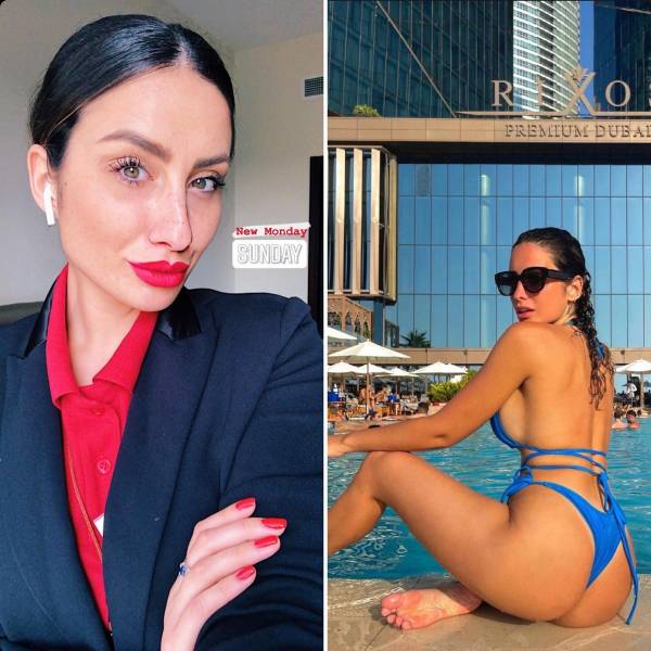 Sexy Flight Attendants With And Without Their Uniforms