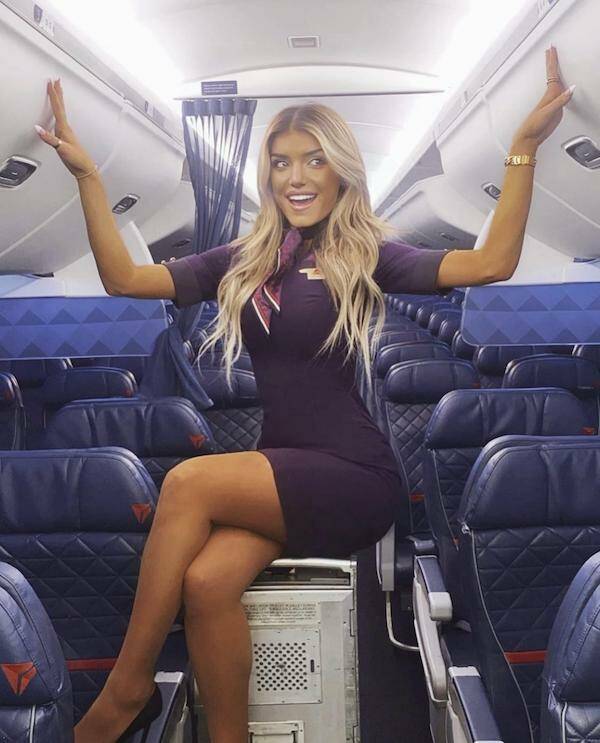 Hot Flight Attendants With And Without Their Uniform