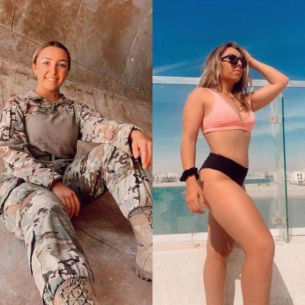 Military Girls With And Without Their Uniforms