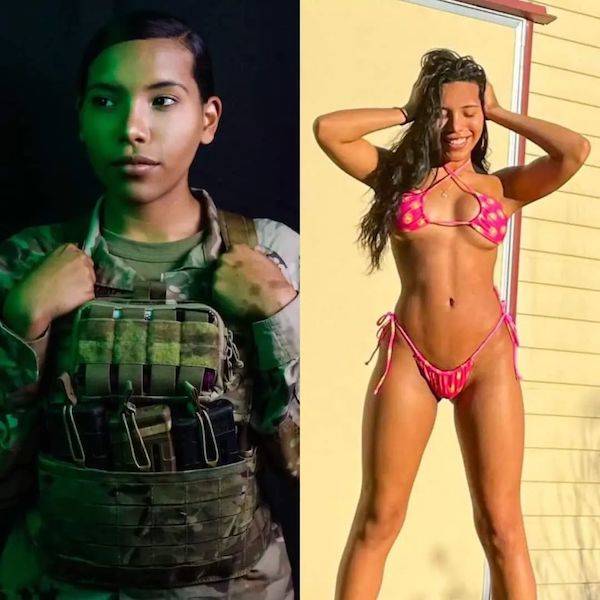 Military Girls With And Without Their Uniforms