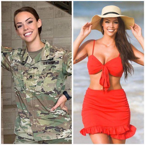 Military Girls With And Without Their Uniforms