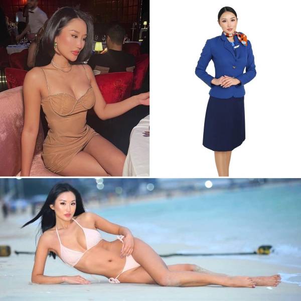Hot Flight Attendants With And Without Their Uniforms