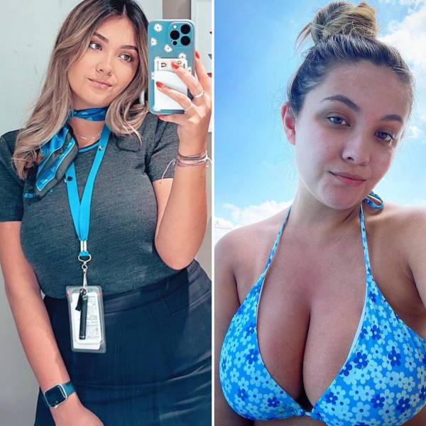 Hot Flight Attendants With And Without Their Uniforms