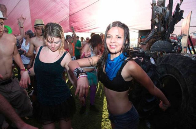 Coachella Music Festival: Half Naked Hot Young White Chicks Dancing