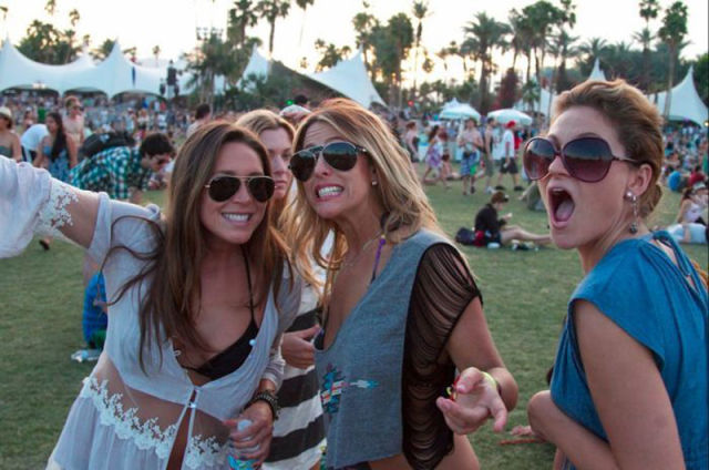 Coachella Music Festival: Half Naked Hot Young White Chicks Dancing