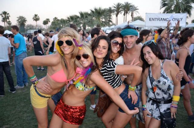 Coachella Music Festival: Half Naked Hot Young White Chicks Dancing