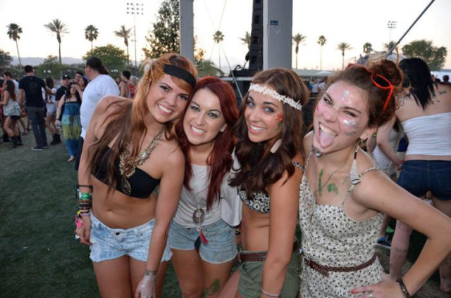 Coachella Music Festival: Half Naked Hot Young White Chicks Dancing