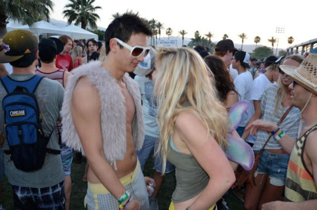 Coachella Music Festival: Half Naked Hot Young White Chicks Dancing