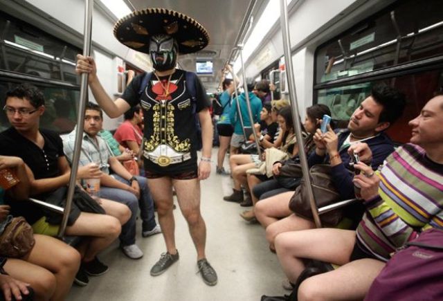 Subway Commuters Get into the Spirit of “No Pants Day”