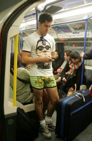 Subway Commuters Get into the Spirit of “No Pants Day”