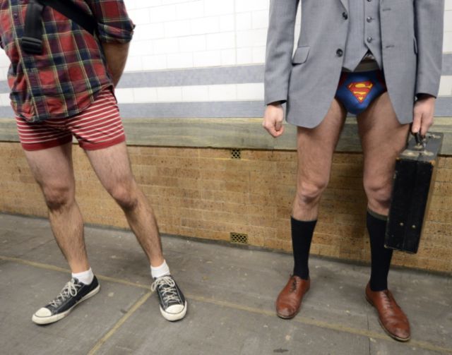 Subway Commuters Get into the Spirit of “No Pants Day”