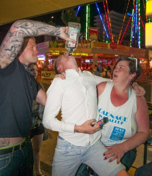 Englishmen Get Drunk and Crazy in Spain