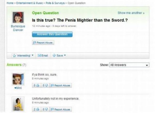 Amusing Yahoo Questions and Answers