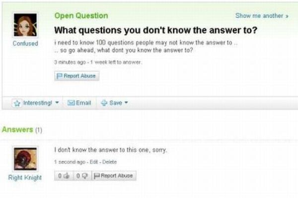 Amusing Yahoo Questions and Answers