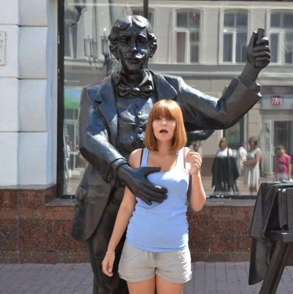 Some People Can Turn Statues and Sculptures into Something Vulgar